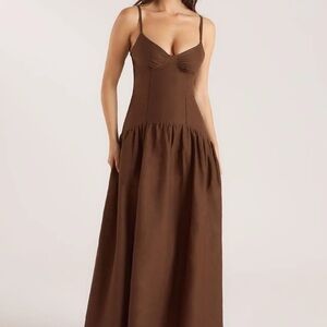 Drop-Waist Linen Maxi Dress
